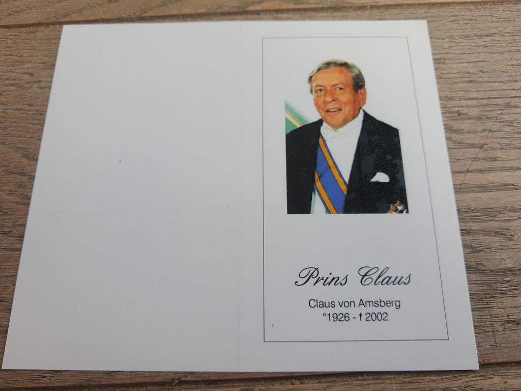 Rouwprentje Prins Claus, echtgenoot koningin Beatrix, Ophalen of Verzenden