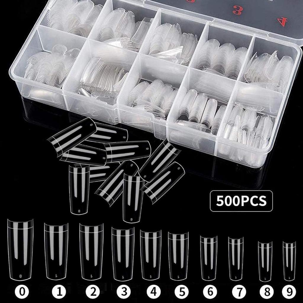 Kunstnagels 500 stuks 10 maten transparant, Overige kleuren, Nieuw, Ophalen of Verzenden, Accessoires