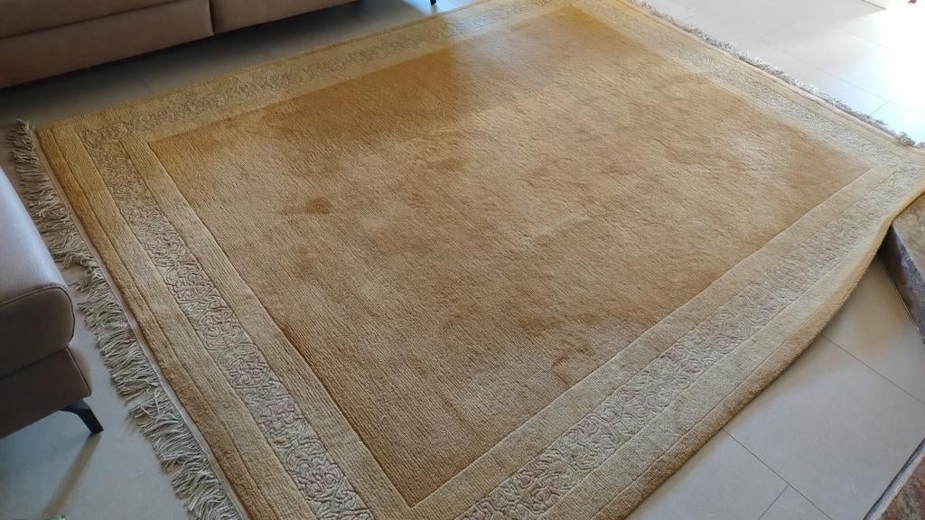 Handgeknoopt tapijt uit Nepal 2,03 x 2, 52 m, Enlèvement, Comme neuf, Beige, Rectangulaire