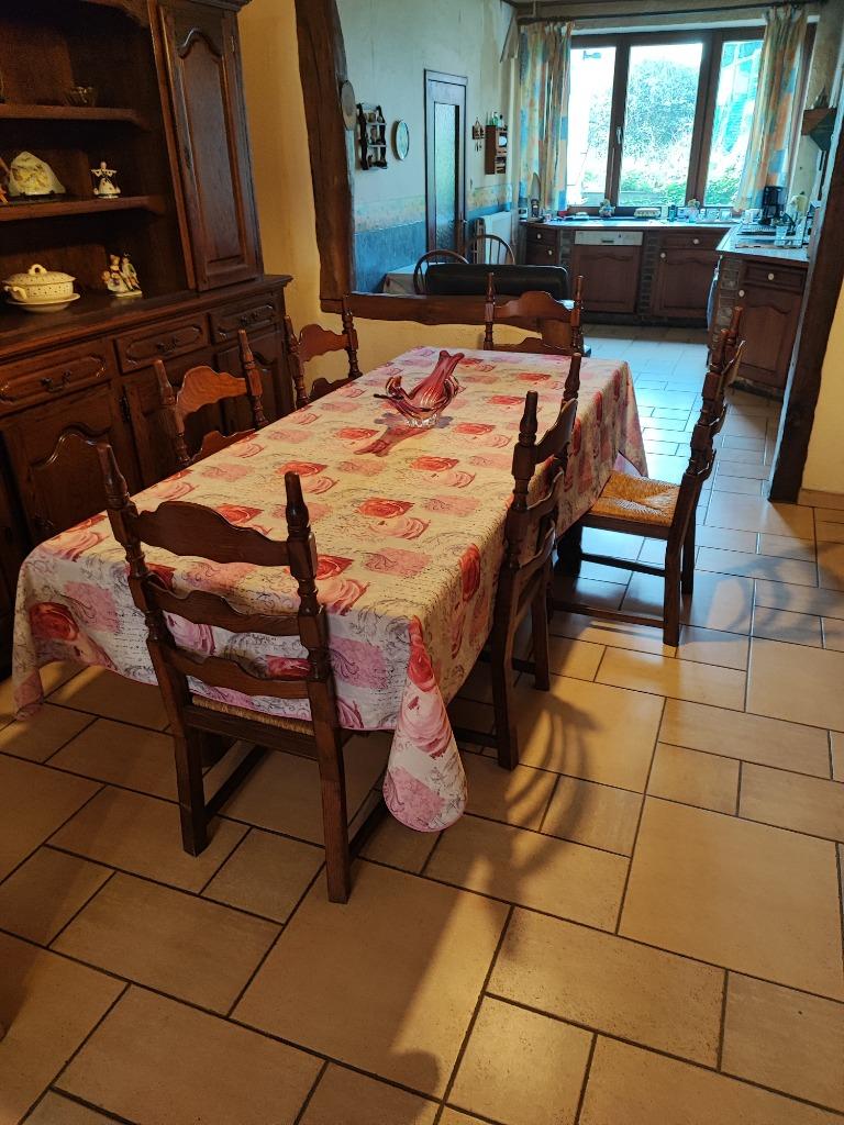 Table en chêne + 6 chaises, Maison & Meubles, Chêne, Enlèvement, Utilisé, 50 à 100 cm