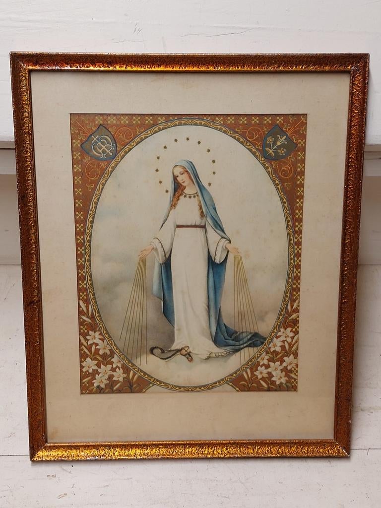 Estampe religieuse de la Vierge Milagrosa santino, Enlèvement ou Envoi, Comme neuf
