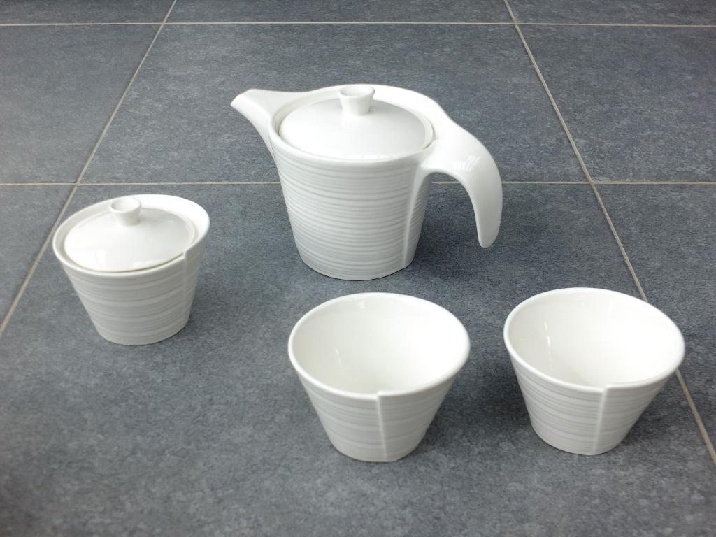 Service à thé J-Line : théière + 2 tasses + 1 sucrier, Ophalen of Verzenden