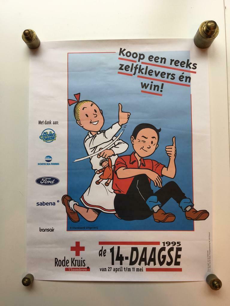 Poster suske en wiske rode kruis 1995 nieuw, Enlèvement ou Envoi, Bob et Bobette, Neuf, Image, Affiche ou Autocollant