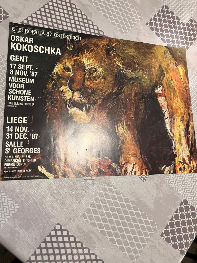 Affiche ancienne Europalia 87 Oskar Kokoschka, Rectangulaire horizontal, Utilisé, Affiche ou Poster pour porte ou plus grand, Publicité