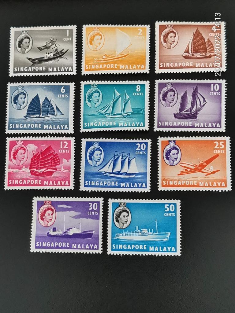 Singapore-Malaya 1955 - Koningin Elisabeth II, schepen **, Ophalen of Verzenden, Postfris, Zuidoost-Azië