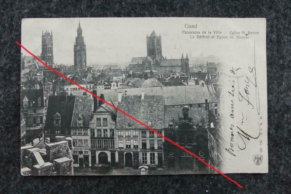 Postkaart 10/12/1912 Gent, Gand België Panorama de la ville, Enlèvement ou Envoi, Avant 1920, Affranchie, Flandre Orientale