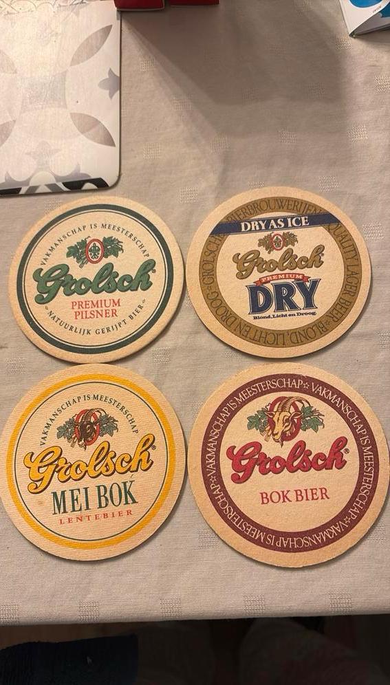 Anciens sous-verres à bière Grolsch, Collections, Marques de bière, Enlèvement ou Envoi, Comme neuf, Grolsch