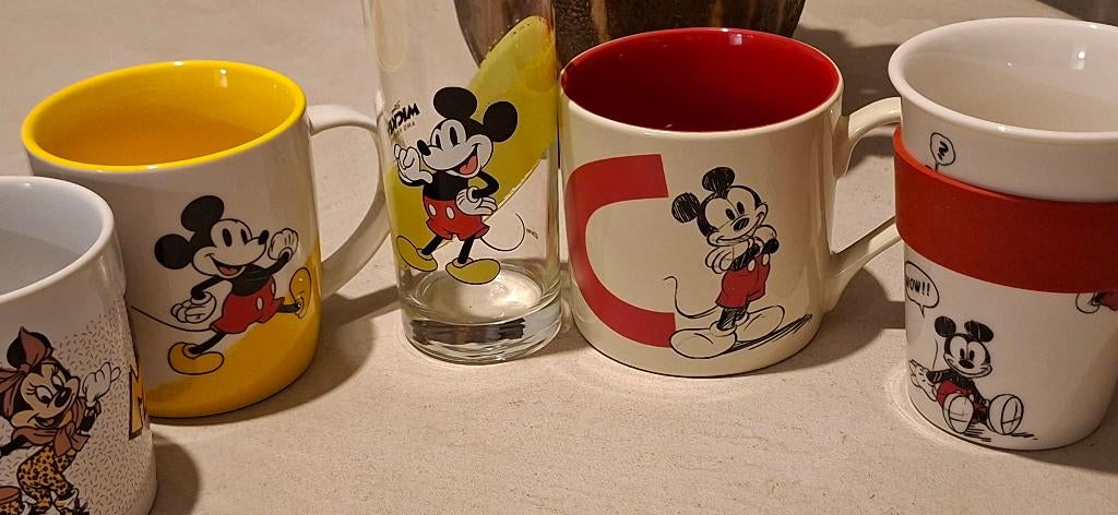Disney Mickey en Minnie Mouse mokken en glas, Enlèvement, Mickey Mouse, Neuf, Service