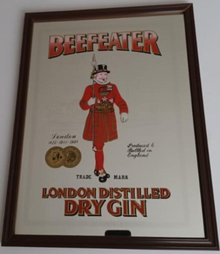 BEEFEATER DRY GIN - RECLAMESPIEGEL, Verzamelen, Ophalen of Verzenden, Gebruikt, Reclamebord