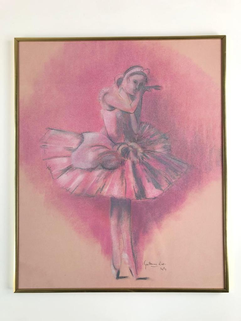 Grote pastel balletdanseres – 1989 – sfeervol vintage werk, Enlèvement ou Envoi