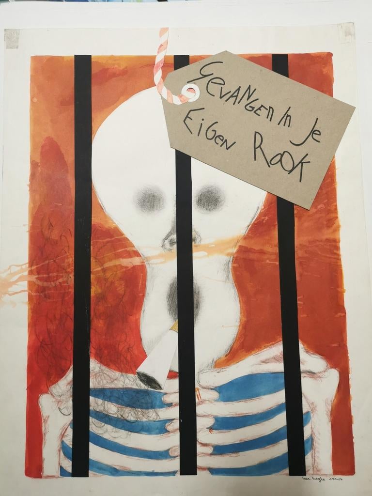 Anti-rookaffiche - uniek en origineel exemplaar  - 53x77 cm, Antiek en Kunst, Ophalen
