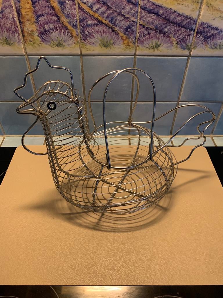 Pannier métallique poule pour œufs, Comme neuf