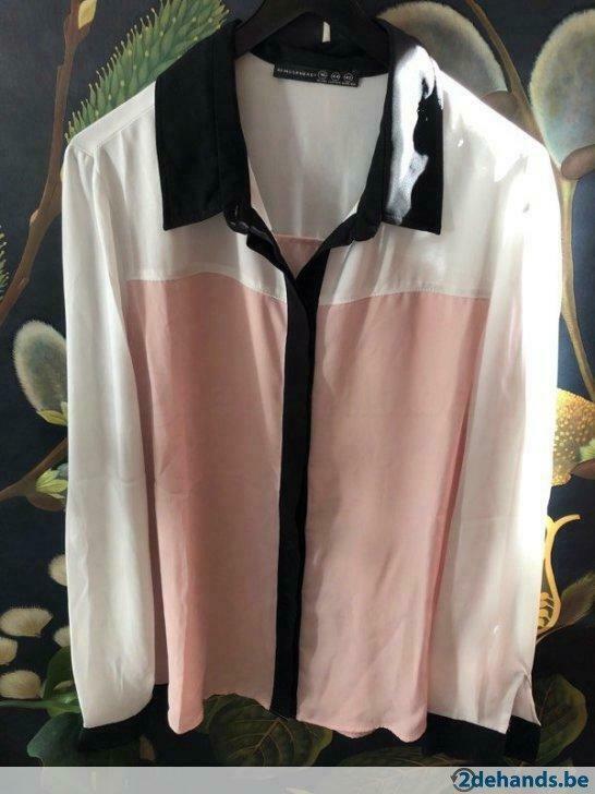 Romantische blouse colorblock, Gedragen, Maat 42/44 (L)