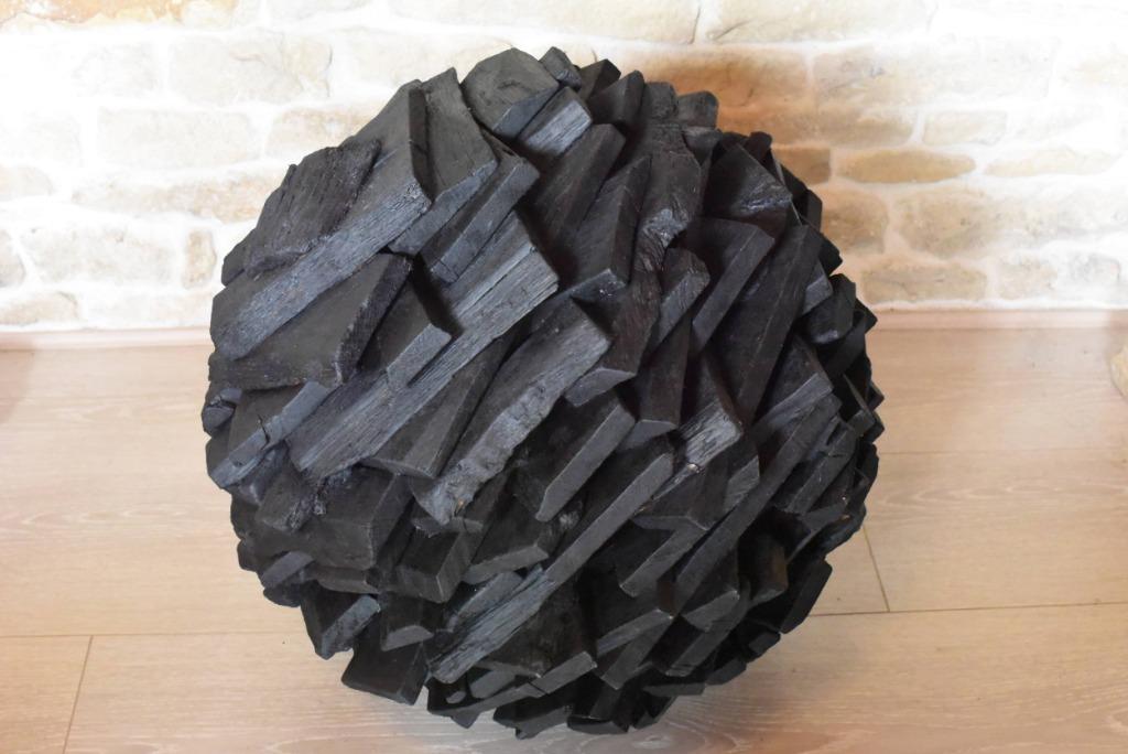 Sculpture Boule en Bois Brûlé et Ciré, Enlèvement ou Envoi