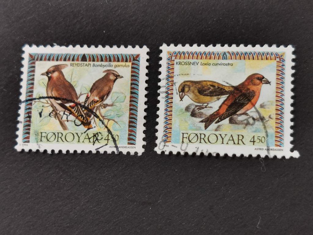 Îles Féroé/Foroyar 1996 - oiseaux - jaseur, bec croisé, Enlèvement ou Envoi, Danemark, Affranchi