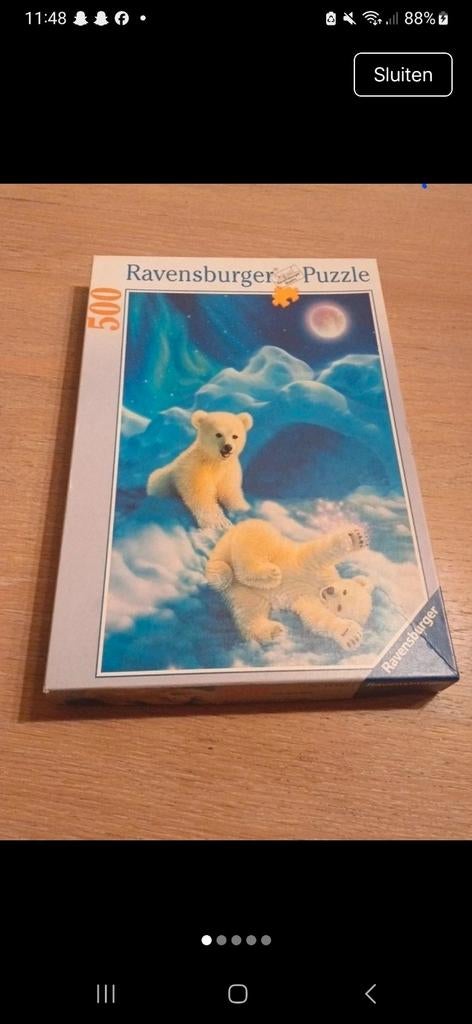 Toffe ijsberen puzzel 500 stuks, Hobby en Vrije tijd, Ophalen of Verzenden, 500 t/m 1500 stukjes, Zo goed als nieuw, Legpuzzel