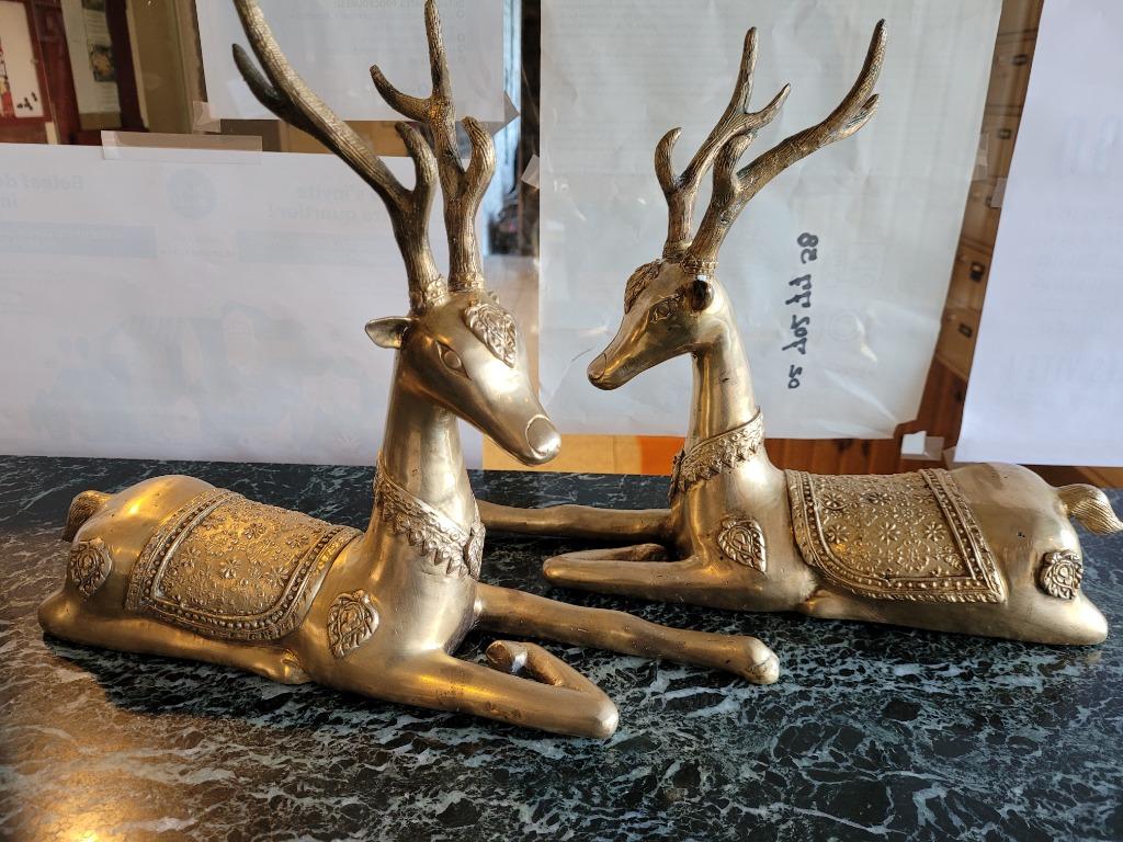 1 paar herten van verguld brons, Ophalen of Verzenden, Brons