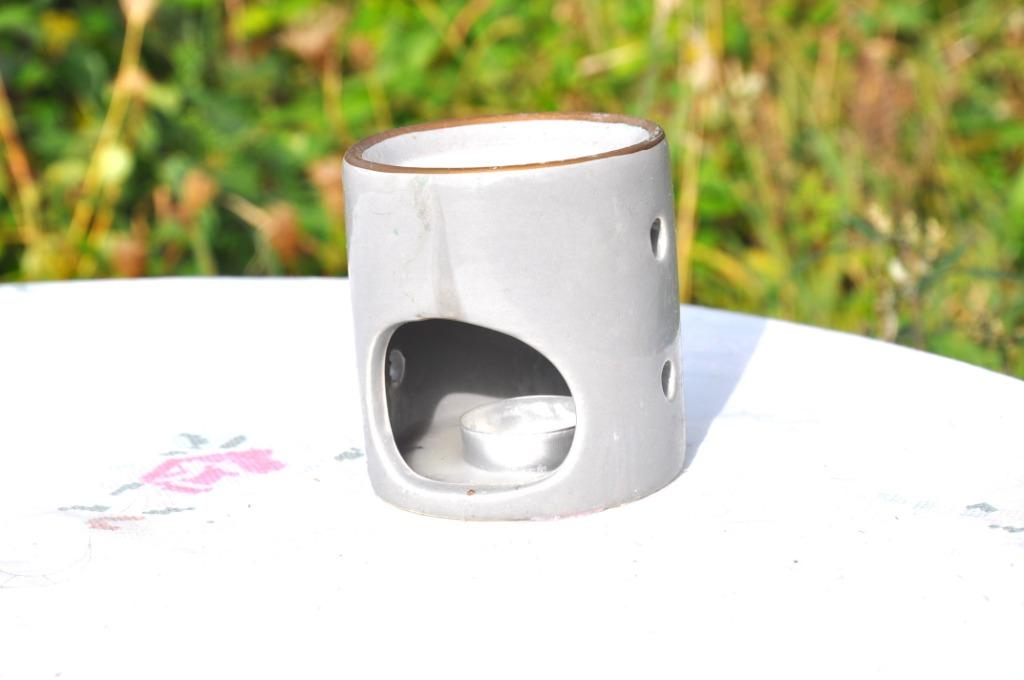 brule parfum faience grise avec bougie, Enlèvement ou Envoi, Utilisé