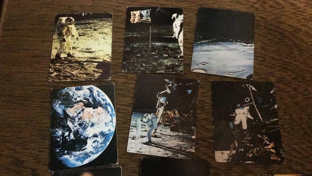 Apollo 11 chromo(x5b), Verzamelen, 1960 tot 1980, Gebruikt, Ophalen of Verzenden, Prent