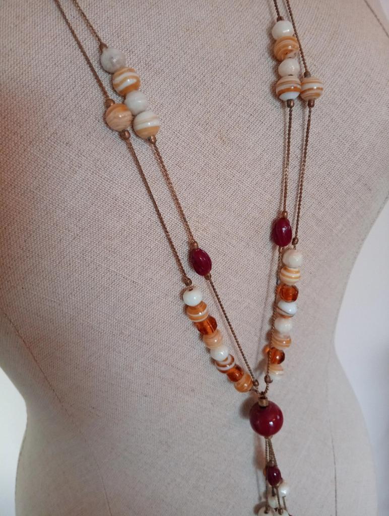 Mooie, lange ketting, Bijoux, Sacs & Beauté, Colliers, Enlèvement ou Envoi, Comme neuf, Brun