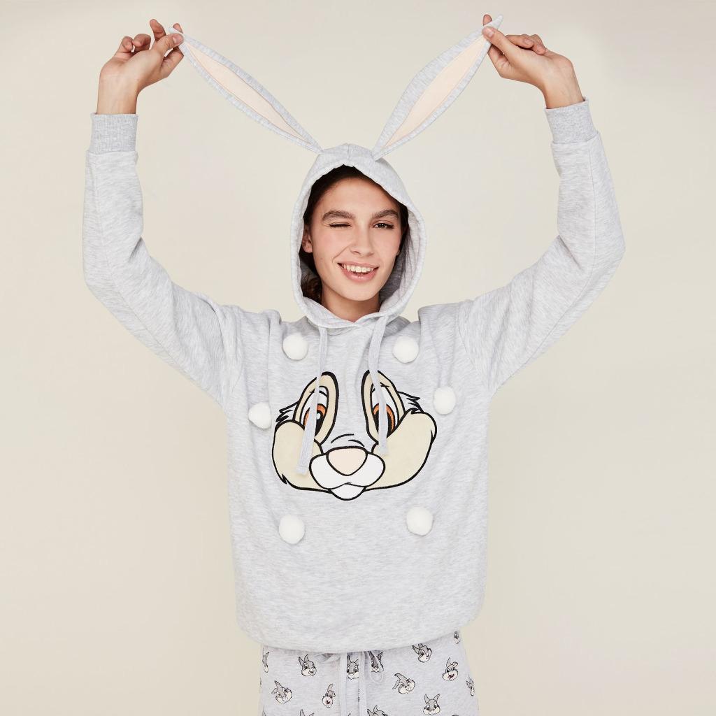 Grijze hoodie stampertje/bambi van undiz - Maat small, Verzenden, Grijs