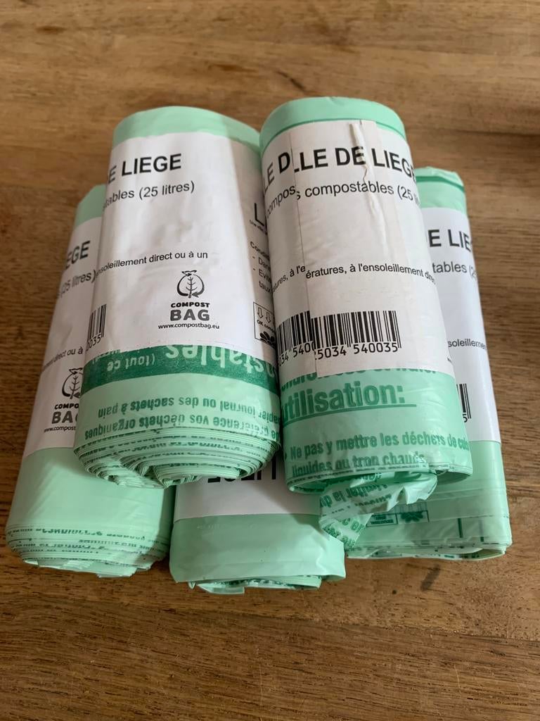 5 rouleaux de 10 sacs compostables Ville de Liège, Ophalen, Zo goed als nieuw