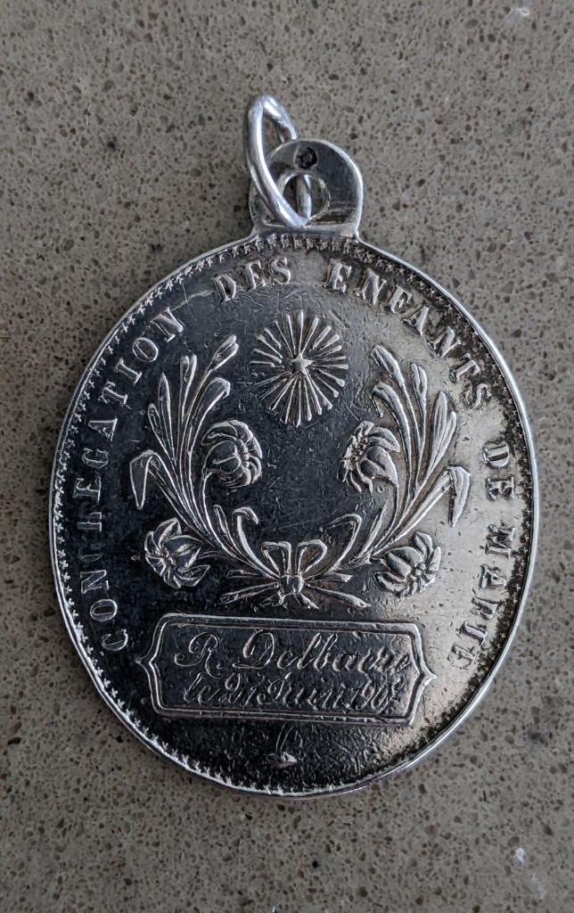 Medaillon, hanger ‘congregatie van de kinderen van Maria’, Ophalen of Verzenden, Zo goed als nieuw, Sieraad, Christendom | Katholiek