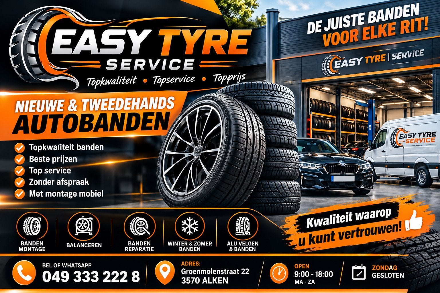 Topkwaliteit  Top banden  Topprijs  Topservice, Ophalen of Verzenden