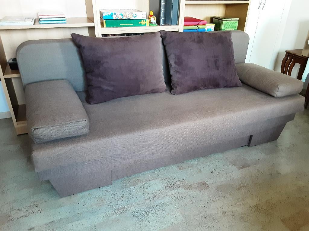 Zetel / slaapbank, Huis en Inrichting, Slaapkamer | Slaapbanken, Ophalen, Gebruikt, Bruin, 140 cm