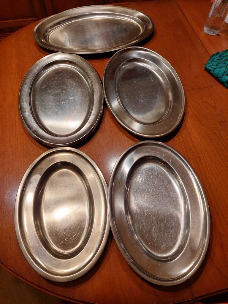 Set inox serveerschalen en kommen, Ophalen, Overige materialen, Gebruikt, Schaal of Schalen