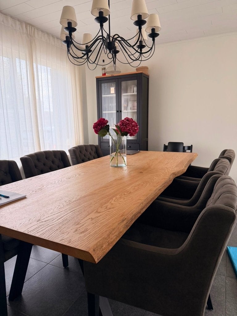 Eettafel natuur eik 240x105cm + 6 stoelen, Huis en Inrichting, Tafels | Eettafels, Gebruikt, 100 tot 150 cm, 200 cm of meer, Vijf personen of meer