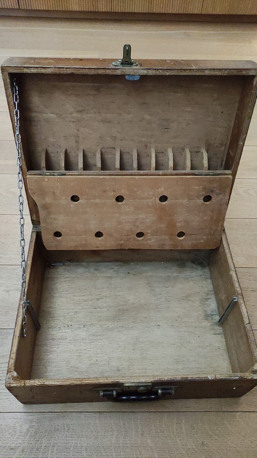 Boîte en bois vintage avec compartiments, Enlèvement ou Envoi