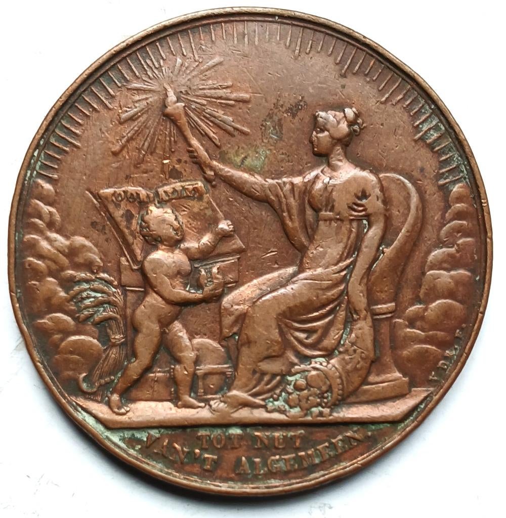 medaille 1834 nederland tot nut van algemeen 50jarig bestaan, Postzegels en Munten, Ophalen of Verzenden, Brons