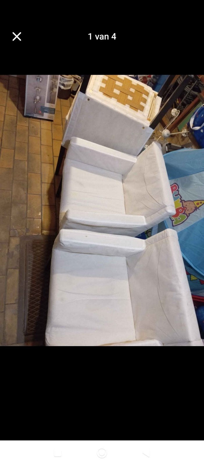 4 stoelen met hoezen, Huis en Inrichting, Stoelen, Ophalen