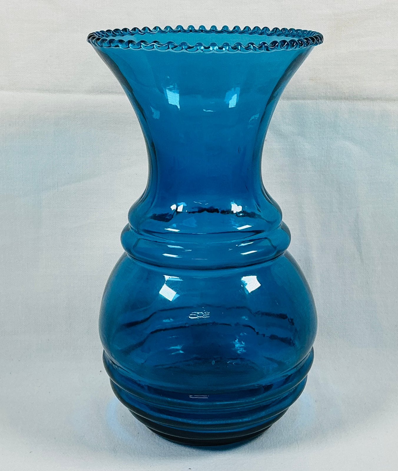 Vase en verre bleu azur au design Art Déco ancien DOYEN, Antiquités & Art, Enlèvement ou Envoi