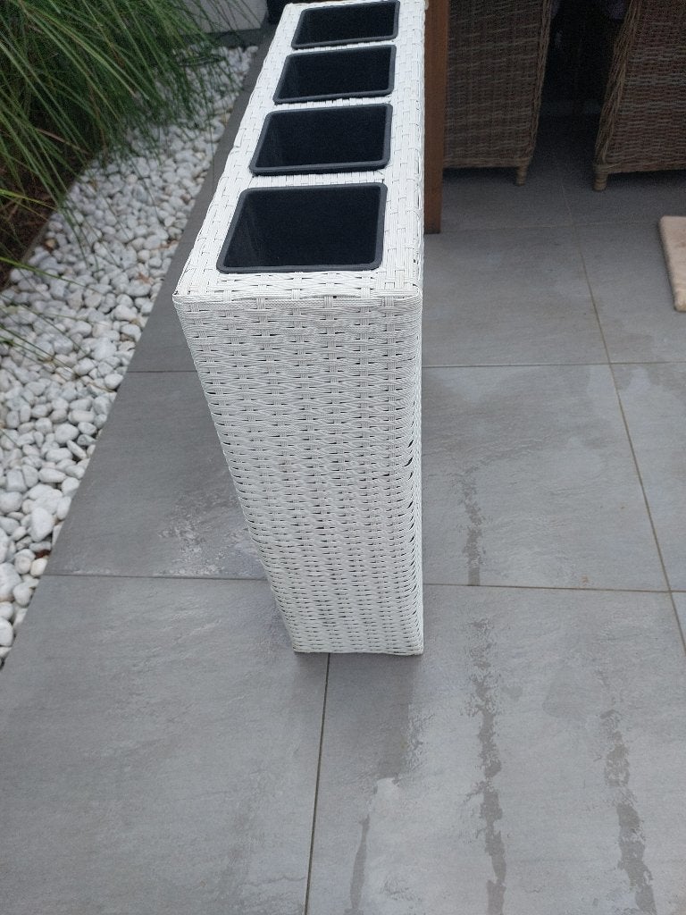 Bloembak wicker wit, Tuin en Terras, Bloembakken en Plantenbakken, Ophalen, Kunststof, Zo goed als nieuw, Balkon