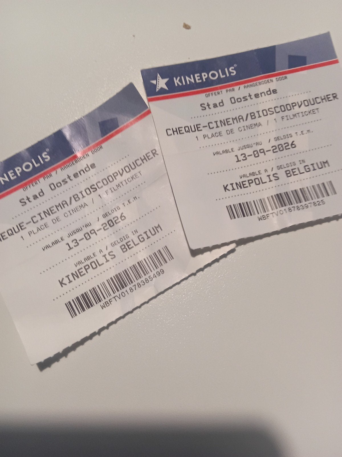 2 tickets Kinepolis, September