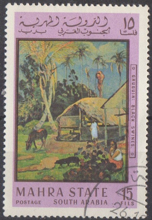 Mahra State - 'Les porcs noirs' - Paul Gaugin - 1967, Enlèvement ou Envoi, Affranchi