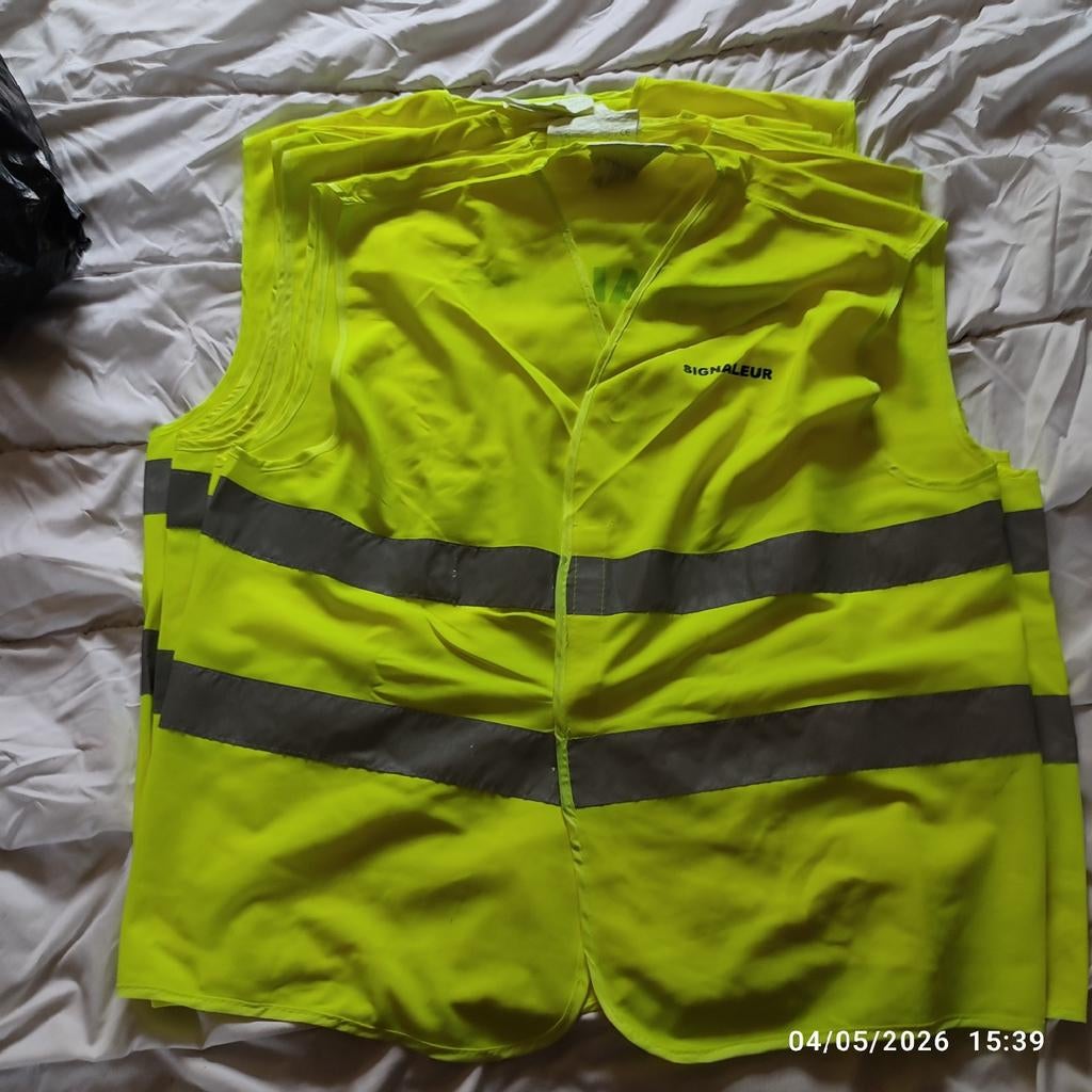 6 gillets jaunes pour signaleurs grandes tailles ., Enlèvement