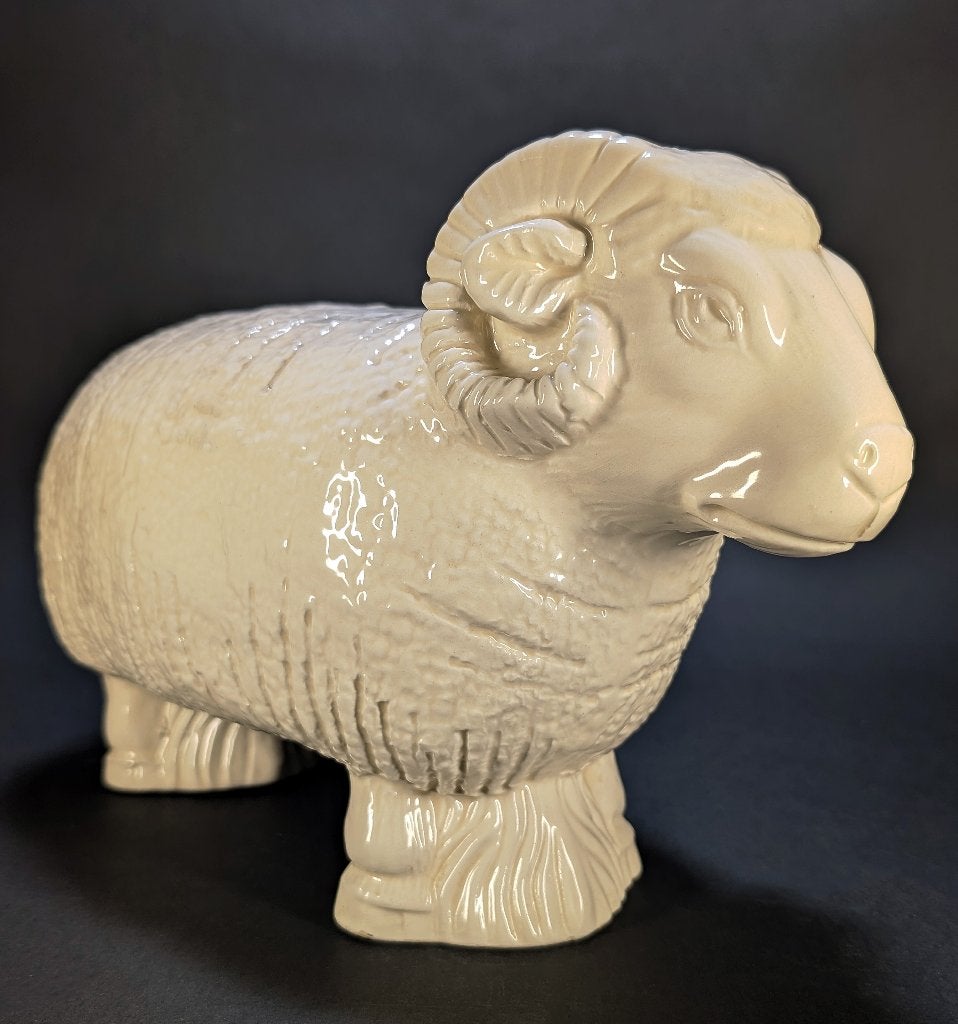 Grand bélier en céramique émaillée crème – 30 cm, Enlèvement ou Envoi