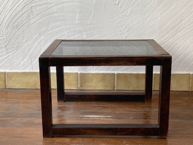 Vintage salontafel jaren 1960-70 (Deens) met rookglas, Deens, Enlèvement, Utilisé, 50 à 100 cm