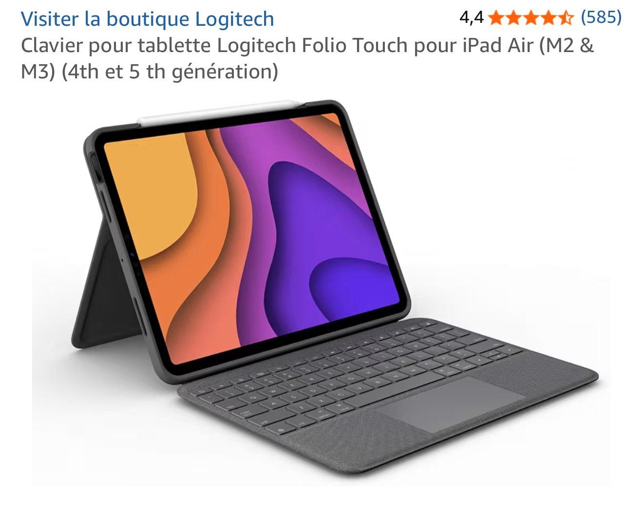 Étui clavier avec pavé tactile Logitech (iPad Air M3/M4), Informatique & Logiciels, Housses pour tablettes, Enlèvement, Comme neuf