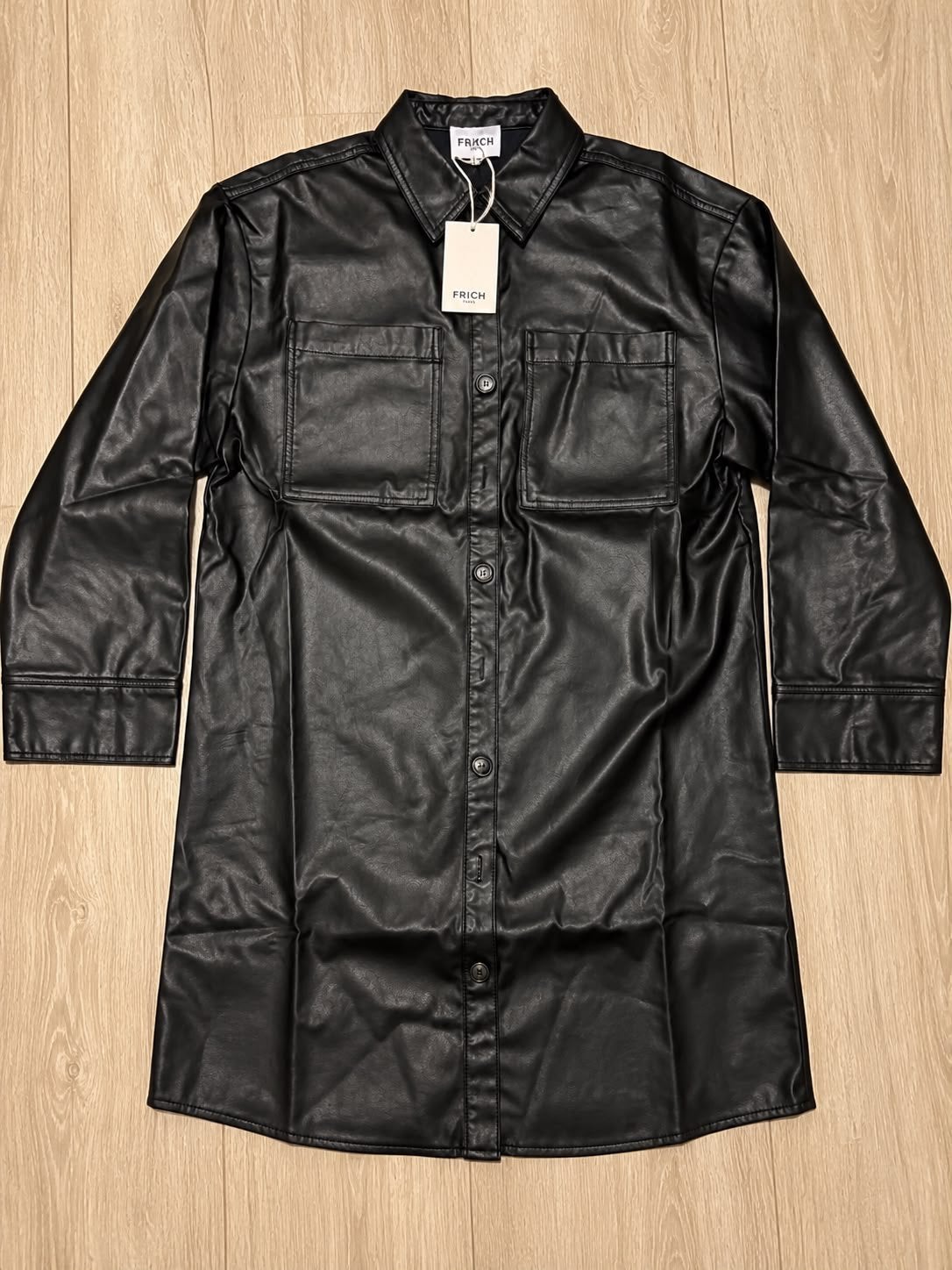 Robe-chemise noire effet cuir de la marque FRICH Pari, Ophalen of Verzenden, Zo goed als nieuw