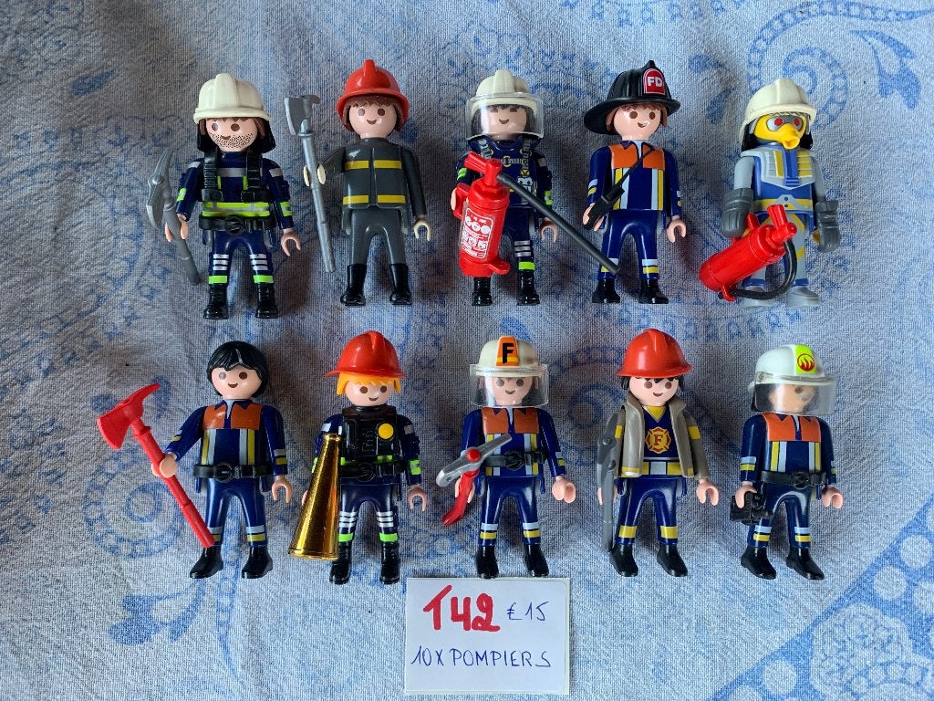PLAYMOBIL: T42: LOT 10 BRANDWEERFIGUREN, Losse onderdelen, Ophalen of Verzenden, Zo goed als nieuw, City life