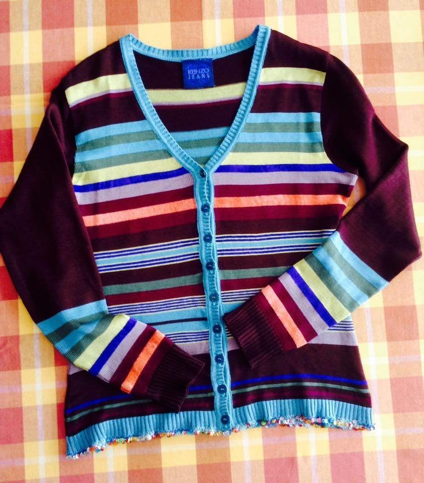 KENZO JEANS Vintage vest met strepen en pailletten Rare90s, Meerkleurig, Kenzo, Ophalen of Verzenden, Zo goed als nieuw