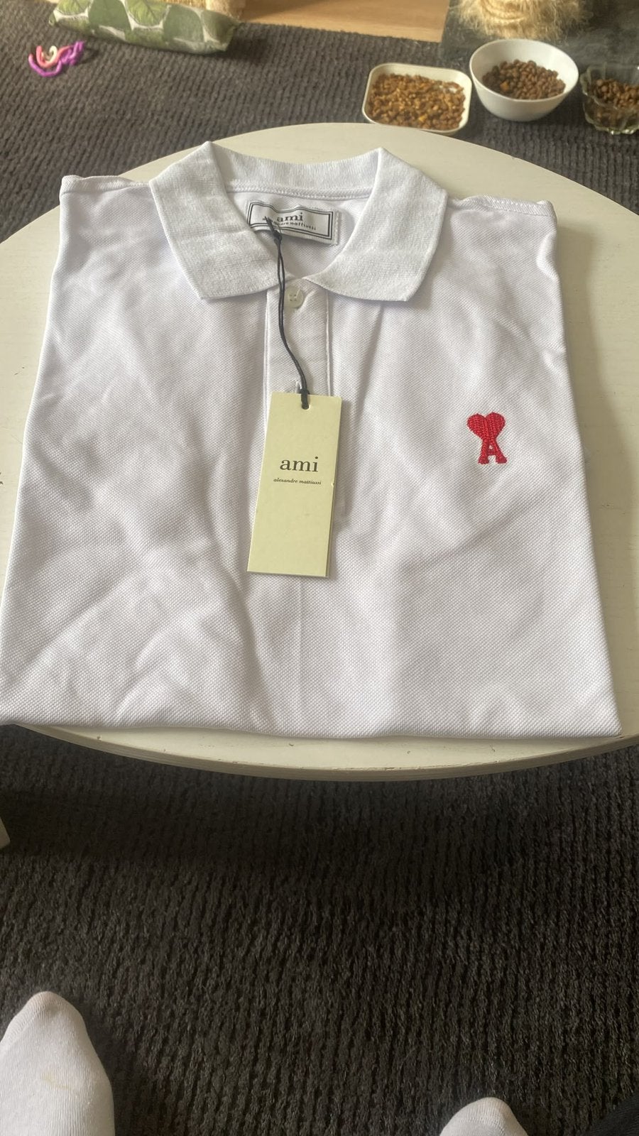 Polo Ami blanc, Enlèvement ou Envoi, Neuf, Taille 52/54 (L), Blanc