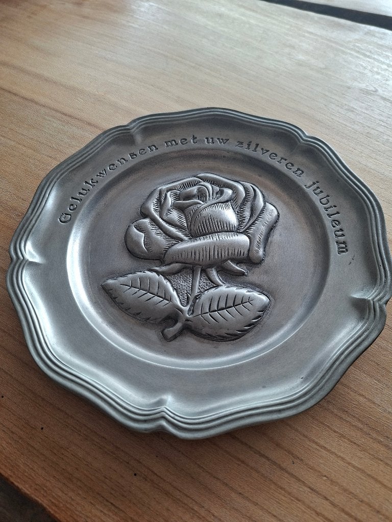 Tinnen jubileum bord, Antiek en Kunst, Antiek | Tin, Ophalen of Verzenden
