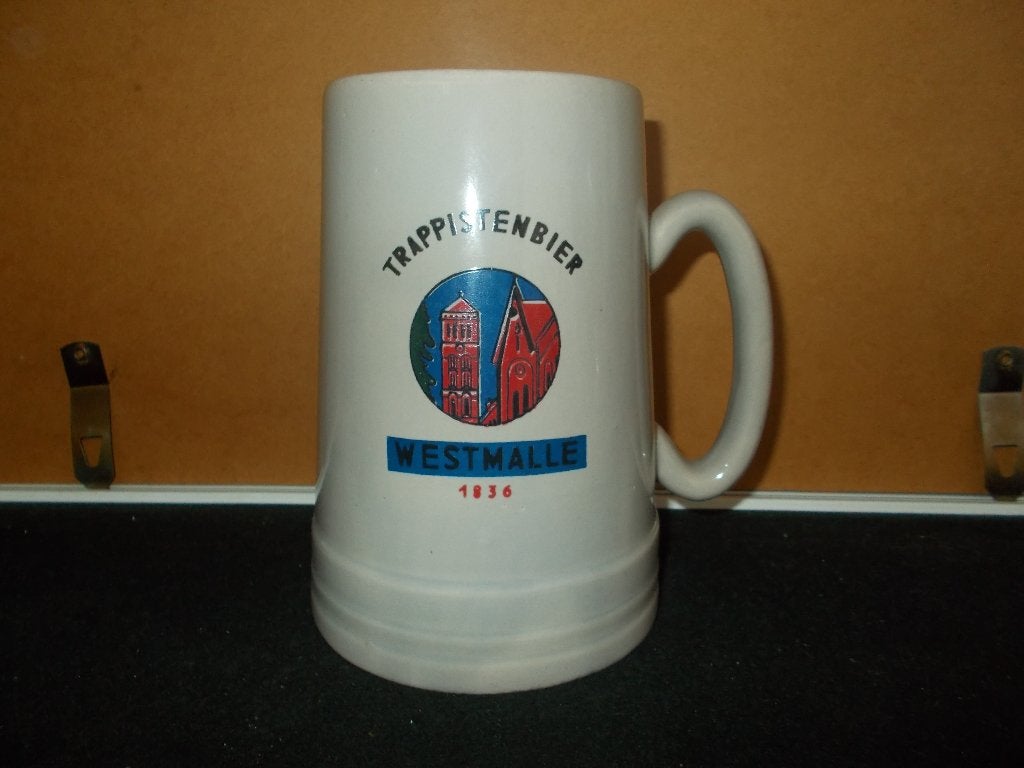 WESTMALLE Trappistenbier - grote grijze ceramic bierpot 1L., Verzamelen, Ophalen, Zo goed als nieuw, Pul(len), Overige merken
