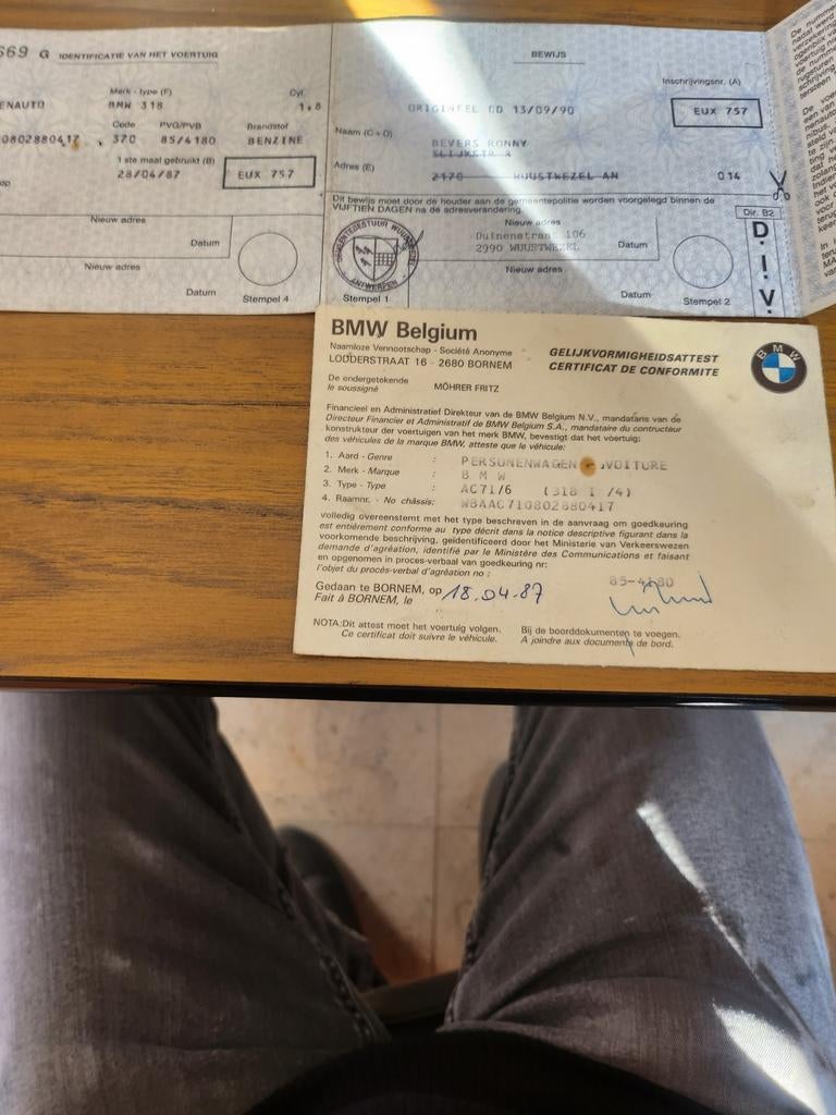 Oude papieren en documenten van BMW 318,komen van afbraakwag, Auto-onderdelen, Ophalen, BMW