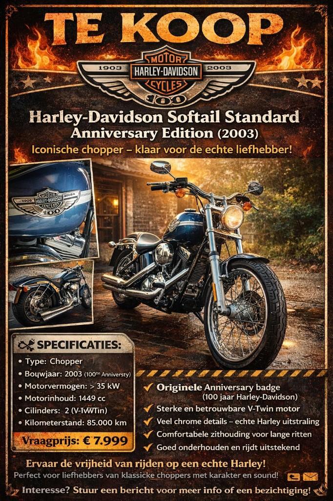 Harley-Davidson Softail Standard Anniversary edition, Motoren, 2 cilinders, Chopper, 1449 cc, Particulier
